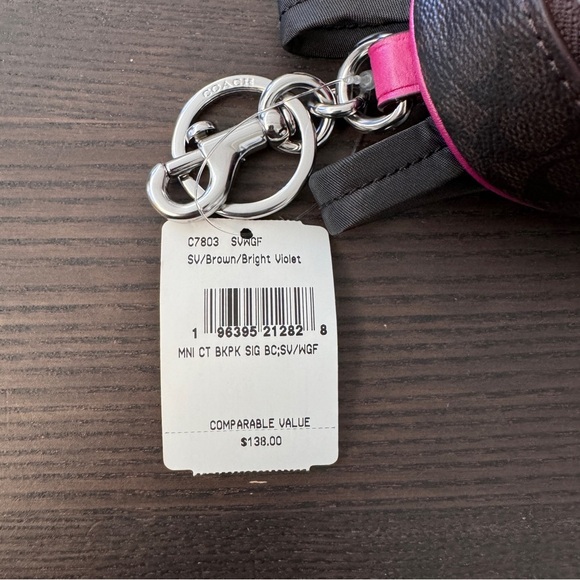 Coach Mini Court Backpack Bag Charm In Signature Canvas C7803 - Picture 5 of 5